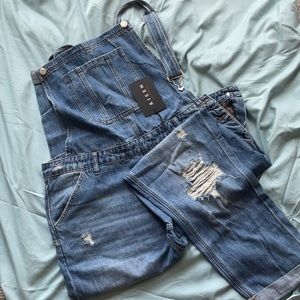 Distressed overalls